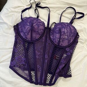 Like new adore me purple cross cross lacy lingerie corset top Dominika Lined